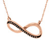 Red Diamond Infinity Necklace 18" Ladies 10K Rose Gold Round Pendant 0.06 Tcw.