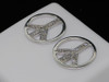 Diamond Peace Sign Earrings Ladies 10K White Gold Round Pave Studs 0.15 Tcw.