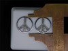 Diamond Peace Sign Earrings Ladies 10K White Gold Round Pave Studs 0.15 Tcw.
