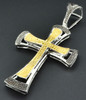 Yellow Diamond Cross Pendant 925 Sterling Silver Mens Charm