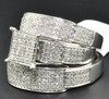 Diamond Trio Set Matching Engagement Ring 10K White Gold Wedding Band 0.96 Ct.
