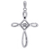 10K White Gold Dancing Diamond Infinity Cut Out Cross Pendant 0.20 CT.