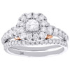 14K Two Tone Gold Solitaire Diamond Bellissimo Halo Bridal Set Wedding Ring 1 CT