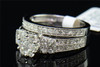 Diamond Wedding Ring Set 10K White Gold Round Flower Design Engagement 1.25 Tcw