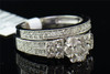 Diamond Wedding Ring Set 10K White Gold Round Flower Design Engagement 1.25 Tcw