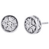 Diamond Circle Earrings .925 Sterling Silver Round Cut Designer Studs 0.09 Ct.