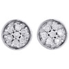 Diamond Circle Earrings .925 Sterling Silver Round Cut Designer Studs 0.09 Ct.