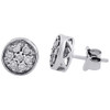 Diamond Circle Earrings .925 Sterling Silver Round Cut Designer Studs 0.09 Ct.