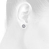 Diamond Circle Earrings .925 Sterling Silver Round Cut Designer Studs 0.09 Ct.