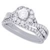 14K White Gold Solitaire Diamond Halo Infinity Wedding Ring Bridal Set 1 Ct.