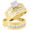 Diamond Trio Set 10K Yellow Gold Ladies Engagement Ring Mens Wedding Band 1.06 C