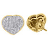 Diamond Heart Studs Ladies 14K Yellow Gold Round Cut Domed Earrings 0.53 Tcw.