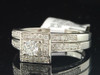 Solitaire Diamond Halo Engagement Ring White Gold Bridal Set Wedding Band 1/2 Ct