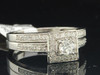 Solitaire Diamond Halo Engagement Ring White Gold Bridal Set Wedding Band 1/2 Ct