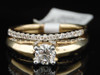 Round Diamond Solitaire Engagement Ring Yellow Gold Wedding Band Set 0.76 Ct.