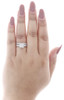 Diamond Trio Set Engagement Ring 10k White Gold Round Pave Wedding Band 1/3 Ct.