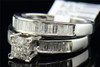 Diamond Bridal Set 14K White Gold Princess Baguette Cut Wedding Ring 1 Tcw.