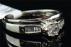 Diamond Flower Bridal Set Ladies 14K White Gold Round Baguette Engagement Ring