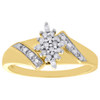 10K Yellow Gold Diamond Marquise Cluster Ladies Right Hand Cocktail Ring 0.10 Ct