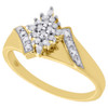 10K Yellow Gold Diamond Marquise Cluster Ladies Right Hand Cocktail Ring 0.10 Ct