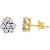 Diamond Flower Earrings .925 Sterling Silver Round Fanook Design Studs 0.09 Ct.