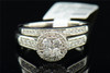 Diamond Bridal Set 14K White Gold Round Cut Halo Wedding Engagement Ring .60 Tcw