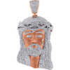 Diamond Jesus Face Piece Pendant Matte Satin Finish 10K Rose Gold Charm 5.50 Ct.