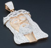 Diamond Jesus Face Piece Pendant Matte Satin Finish 10K Rose Gold Charm 5.50 Ct.