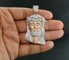 Diamond Jesus Face Piece Pendant Matte Satin Finish 10K Rose Gold Charm 5.50 Ct.