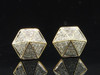 Diamond Pointed Hexagon Earrings 10K Yellow Gold Round Pave Studs 3/4 Tcw.