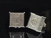 Diamond 3D Cube Studs 10K White Gold Round Cut Pave Square Design 0.30 Tcw.