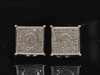 Diamond 3D Cube Studs 10K White Gold Round Cut Pave Square Design 0.30 Tcw.