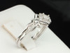 Ladies 10K White Gold Kite Halo Diamond Engagement Ring Wedding Band Bridal Set