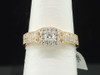 Round Cut Diamond Engagement Ring Halo 14K Yellow Gold Wedding Bridal Set .55 Ct