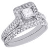 Princess Cut Solitaire Diamond Bridal Set 14K White Gold Engagement Ring 1.25 ct