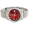 Mens Rolex 36mm DateJust Diamond Jubilee Watch Roman Numeral Red Dial 1.90 CT.