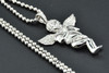 Diamond Mini Angel Pendant .925 Sterling Silver Charm & Moon-Cut Chain 0.50 CT