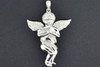 Diamond Mini Angel Pendant .925 Sterling Silver Charm & Moon-Cut Chain 0.50 CT