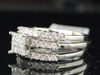 Diamond 3 Piece Wedding Bridal Set 14K White Gold Princess Cut Engagement Ring