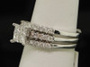 Diamond 3 Piece Wedding Bridal Set 14K White Gold Princess Cut Engagement Ring