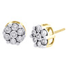 Diamond Flower Earrings 10K Yellow Gold Round Cut Fanook Design Studs 0.60 Tcw.