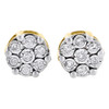 Diamond Flower Earrings 10K Yellow Gold Round Cut Fanook Design Studs 0.60 Tcw.