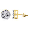 Diamond Flower Earrings 10K Yellow Gold Round Cut Fanook Design Studs 0.60 Tcw.