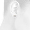 Diamond Flower Earrings 10K Yellow Gold Round Cut Fanook Design Studs 0.60 Tcw.