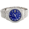 Mens Rolex 36mm DateJust Diamond Jubilee Watch Roman Numeral Blue Dial 1.90 CT.