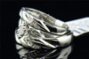 Diamond Solitaire Trio Set 10K White Gold Engagement Wedding Ring 0.09 Tcw.
