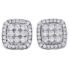 10K White Gold Genuine Diamond Square Studs Halo 10.60mm Square Earrings 1 Ct.