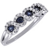 Diamond Created Blue Sapphire Fashion Band 10K White Gold Cocktail Ring 0.53 tcw