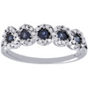 Diamond Created Blue Sapphire Fashion Band 10K White Gold Cocktail Ring 0.53 tcw