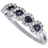 Diamond Created Blue Sapphire Fashion Band 10K White Gold Cocktail Ring 0.53 tcw